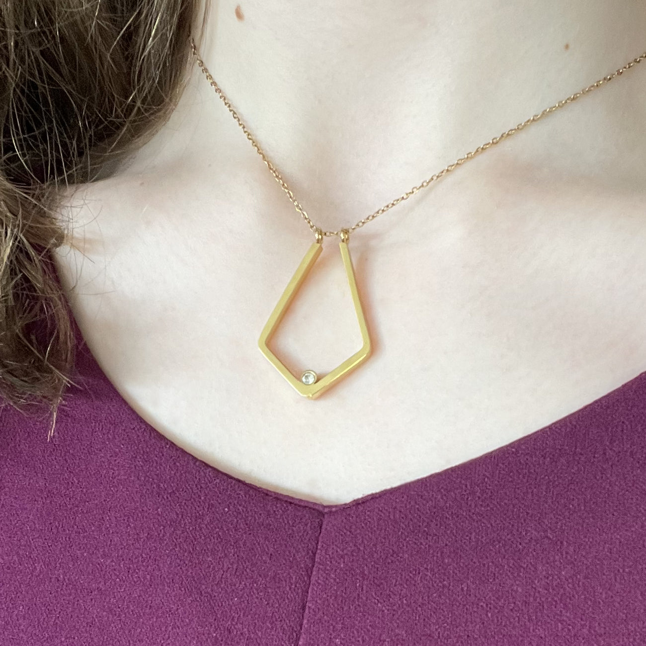 Collier porte-bague Facet - plaqué or