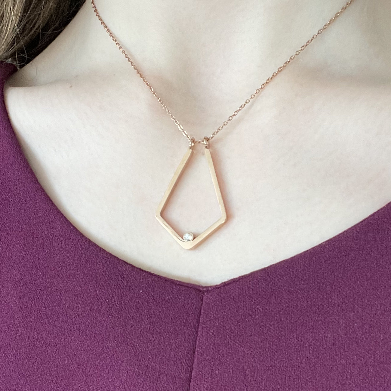 Collier porte-bague Facet - plaqué or rose