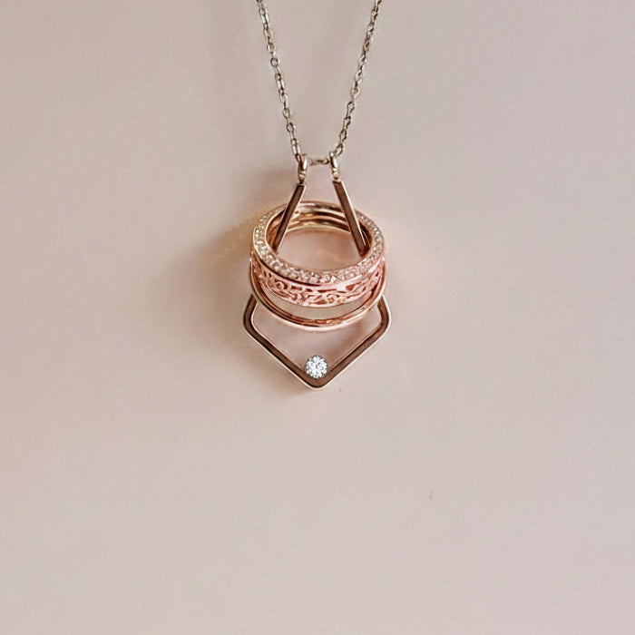 Collier porte-bague Facet - plaqué or rose