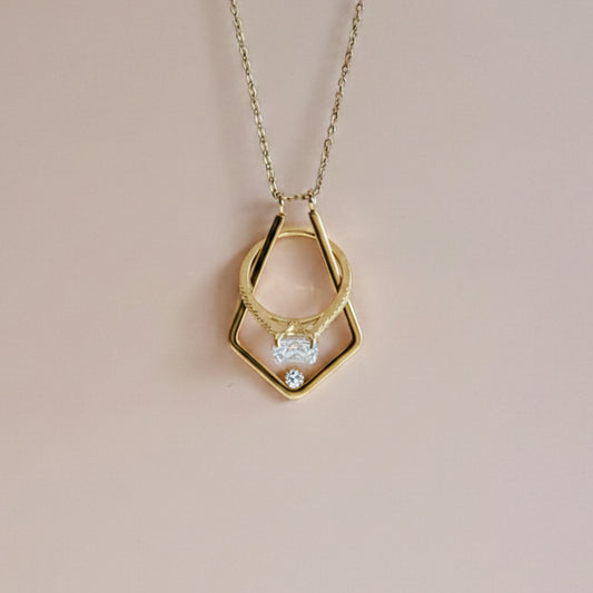 Collier porte-bague Facet - plaqué or