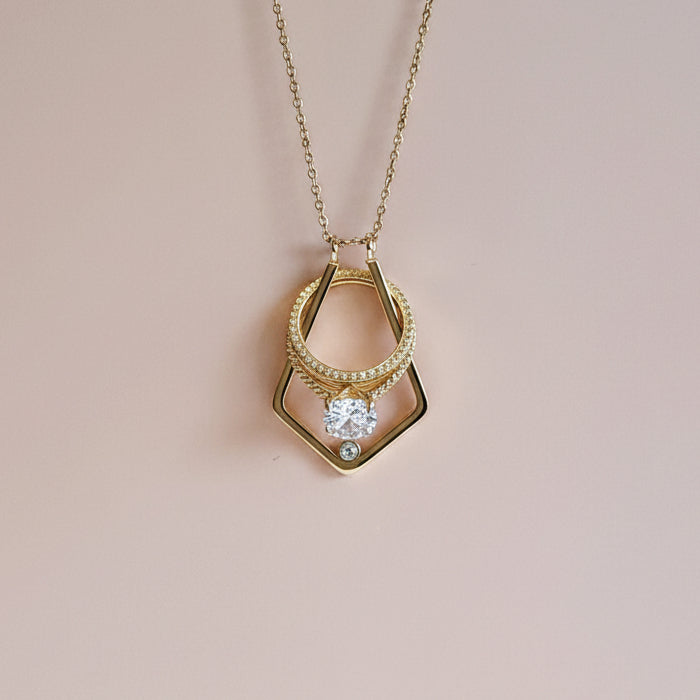 Collier porte-bague Facet - plaqué or