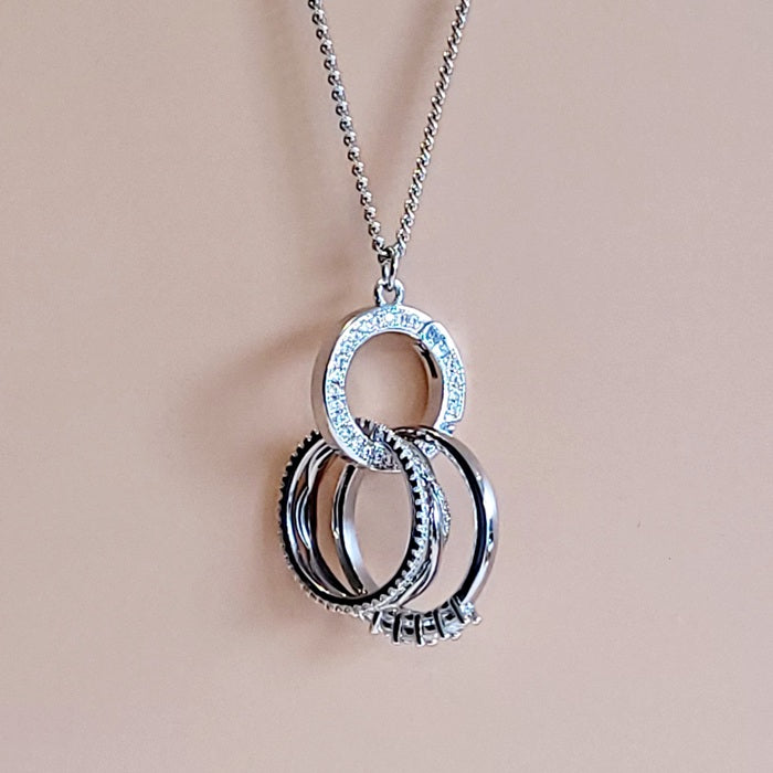 Collier Porte-Bague Oria - plaqué or blanc